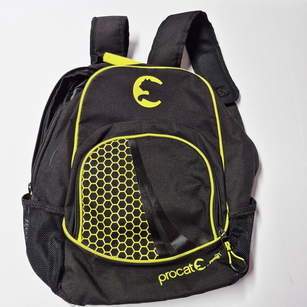 Puma Procat 18" Laptop Backpack Book Bag Black Yellow Trim HiVis EUC School